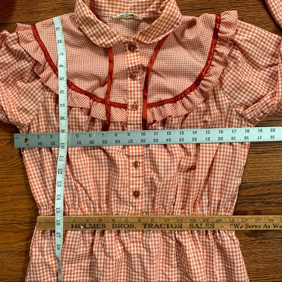 Vintage 70s 80s Sears Jr Bazaar Prairie Cottage Style Gingham Dress Size M/L - Picture 6 of 8